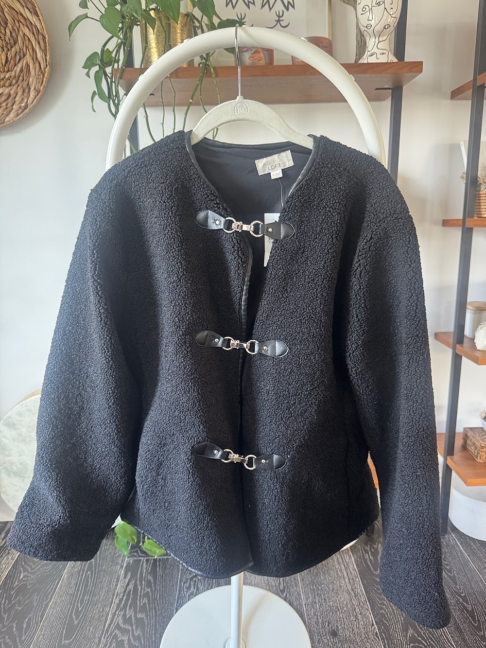 LOFT Black Teddy Toggle Coat